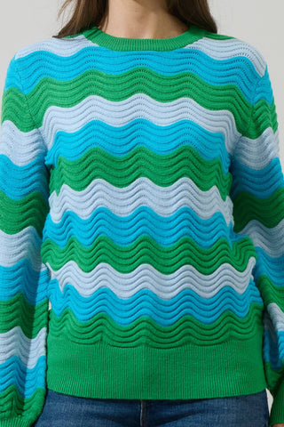 Elenor Wavy Striped Knit Sweater
