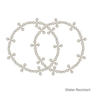 Water Resistant Silver Beaded Cross  1 bracelet