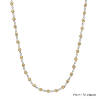 Water Resistant 3MM Silver with Textured Gold Beaded 16"-18" Necklace