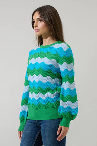 Elenor Wavy Striped Knit Sweater