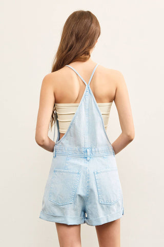 BUTTON CLOSURE CAMI ROMPER: LT.BLUE / S