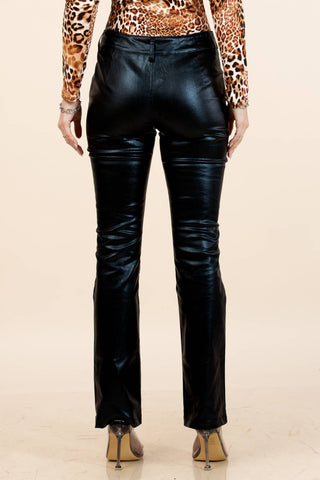 81427-Rae Woven Skinny Metallic Pants: Black / M