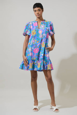 Sugarlips Faro Floral Celeste Mini dress