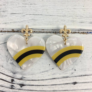 Black and gold heart earrings
