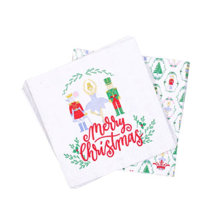 Nutcracker Waltz Cocktail Napkins   White/Multi   5x5
