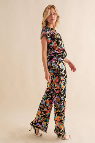 Sequin Flower Boots Cut Long Pants