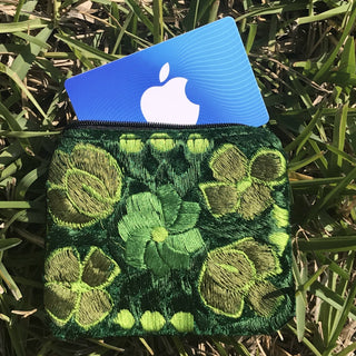 Mexican Floral Emboirdered Zippered Coin Purses: Multi-Colored