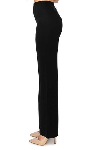 Solid color formal dressy pants with seam front slim looking: Black
