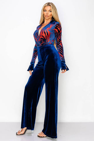 ST6045 Surplice Bodysuit 2 Piece Sets :Royal