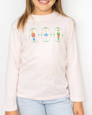 Youth Nutcracker Waltz Long Sleeve Crew Neck T-Shirt   XLight Pink/Multi   -Asst.: Large (10-12)