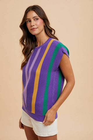 Bacchus Striped Sweater: PURPLE