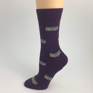 Mardi Gras purple streetcar socks: L