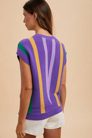 Bacchus Striped Sweater: PURPLE