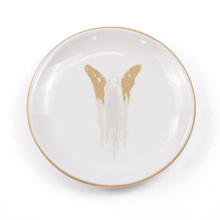 Angel Trinket Dish   White/Almond/Gray   4x4