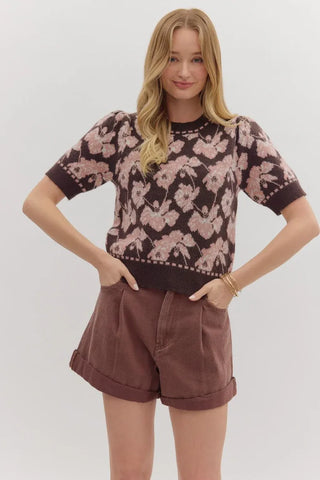 Mable Short Sleeve Floral Sweater