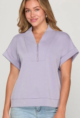 Drop shoulder High Neck Half Zip