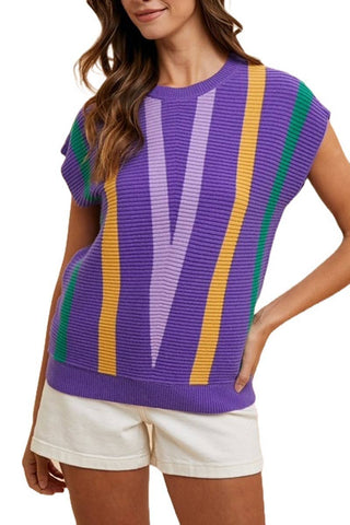 Bacchus Striped Sweater: PURPLE