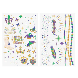 MARDI GRAS SPARKLE metallic temporary tattoo pack