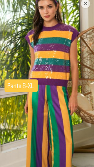 Stripe Mardi Gras pants