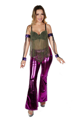 SHINY FLARE PANTS MARDI-GRAS: Gold ,purple , or Green
