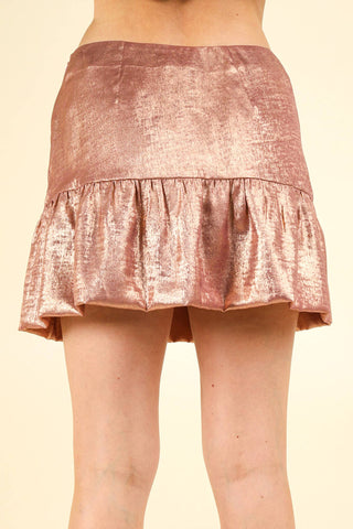 Shiny Woven Flare A-Line Holiday Mini Skirt: GREEN
