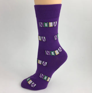 Mardi Gras NOLA tiles socks Purple