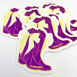 GAME DAY STICKER - Bows and Boots - Purple & Yellow