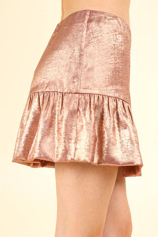 Shiny Woven Flare A-Line Holiday Mini Skirt: GREEN