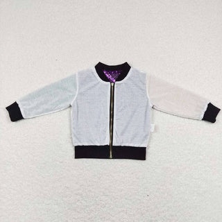 Girls Mardi Gras Purple Long Sleeve Sequin Jackets: