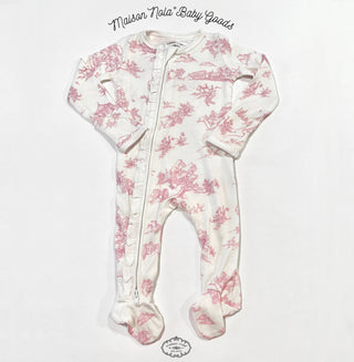 Storyland Toile zipper footie: Pink / 3-6M