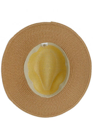 Chevron Band Two Tone Open Weave Straw Fedora Rancher Hat