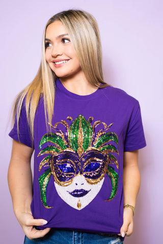 Mardi Gras Mask | Women's Sequin Design (Purple)
