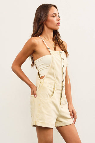 BUTTON CLOSURE CAMI ROMPER: LT.BLUE / S