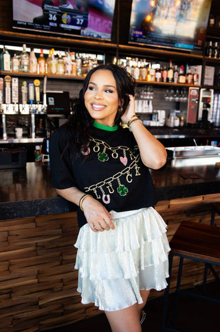 Good Luch Charms on Black Top: Black