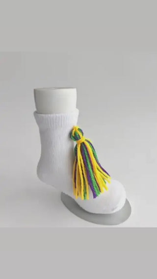 Mardi Gras tassel socks baby