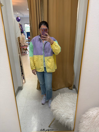 Grace Olivia Mardi Gras pastel windbreaker