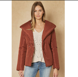 Puffy belted jacket