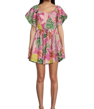 Puff sleeve fit flare dress