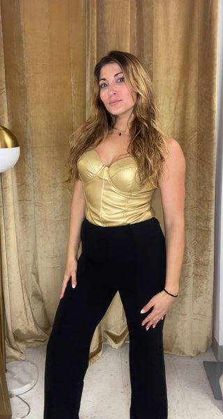 Sweetheart Faux Leather Zippered Bodysuit