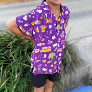 GO Kids Hawaii Mardi Gras button up