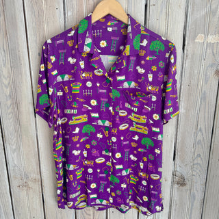 Hawaiian Mardi Gras button up