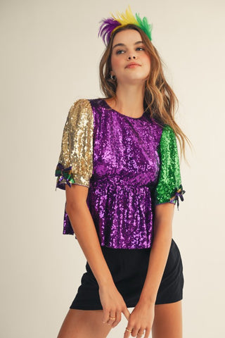 Let the good times roll sequins top
