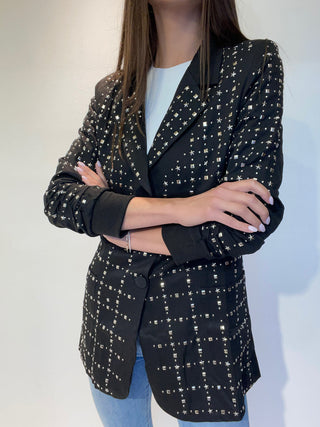 Gold studded black blazer