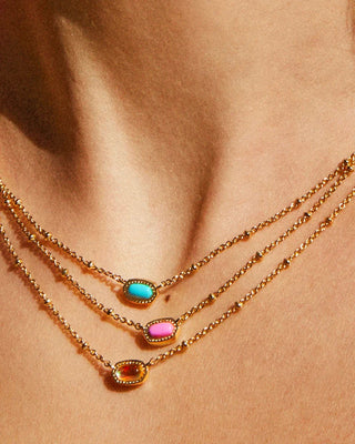 Kendra Scott -Mini Elisa Gold Satellite Short Pendant Necklace in Fuchsia Magnesite