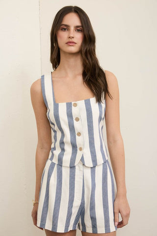 Caroline HIGH RISE STRIPE SET BLUE & OFF WHITE