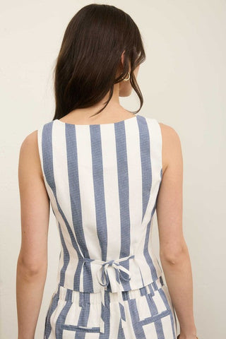 Caroline HIGH RISE STRIPE SET BLUE & OFF WHITE