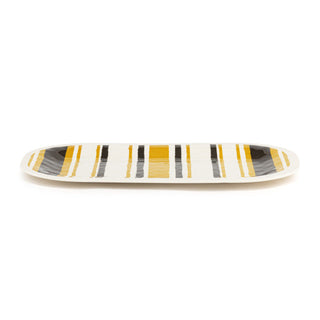 GOLD & GREY STRIPE MELAMINE RECTANGULAR PLATTER