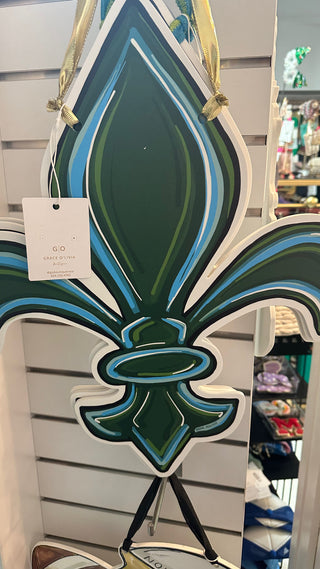 Reversible Tulane & Saints Fleur De Lis Door Hanger