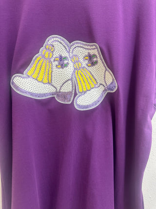Mardi Gras boot cap sleeve  with rhinestones