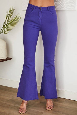 RAW HEM TWILL DENIM FLARE BELL PANTS (MY12070): Violet